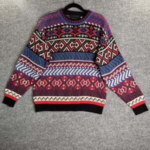 Vintage Bogner Knit Acrylic Wool Geometric Sweater Size Small Multicolor Holiday